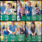 ŚWIATOWY DZIEŃ WODY - przedszkolaki aktywnie uczestniczą w zajęciach i zabawach. Badają właściwości wody: smak, zapach, kolor, badają wodę za pomocą dotyku oraz poznają odgłosy jakie wydaje woda.